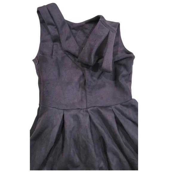 ModCloth Jessy B Mini Dress Pleate Navy Faux Suede Fit & Flare Skater Size Small - Picture 5 of 12